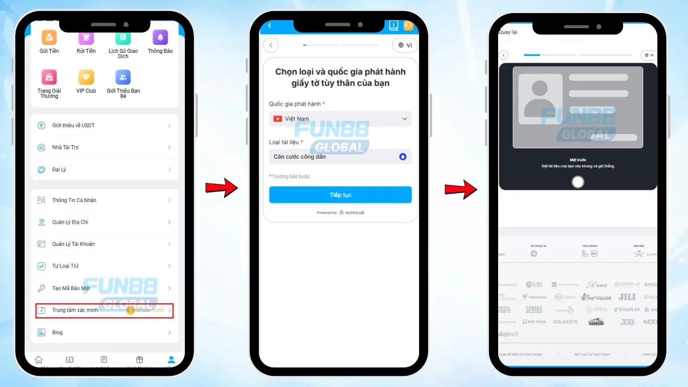 Quy Trình Xác Minh Tài Khoản trên Ứng Dụng và Web Di Động FUN88 Việt