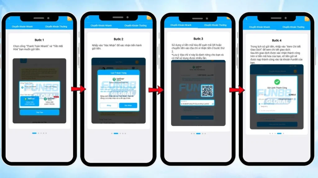 Fast Transfer and Cryptocurrency Deposit Steps – FUN88 Viet App and Mobile Web
