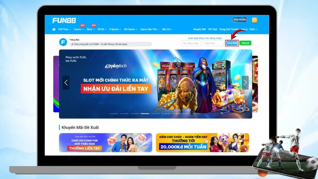 Login to FUN88 Vietnam via Website