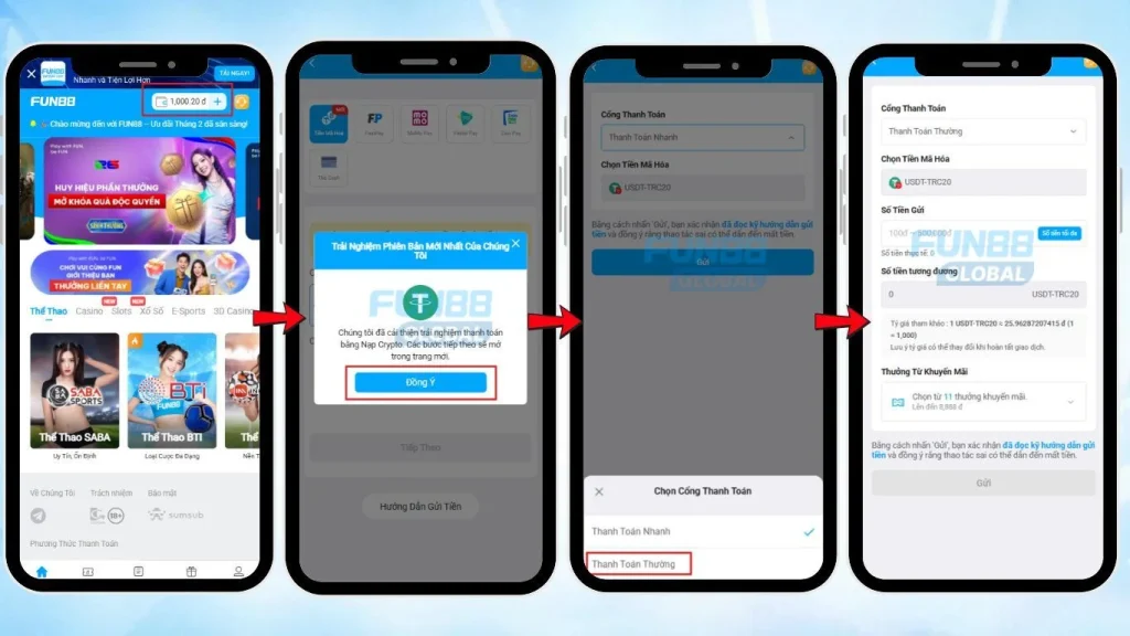 Regular Bank Deposit via Cryptocurrency – FUN88 Viet App and Mobile Web
